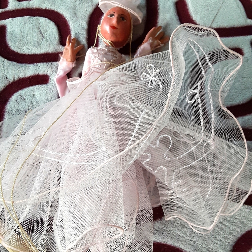 Wooden hand made marionettte doll